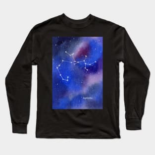 Sagittarius Star Constellation with Galaxy Background Long Sleeve T-Shirt